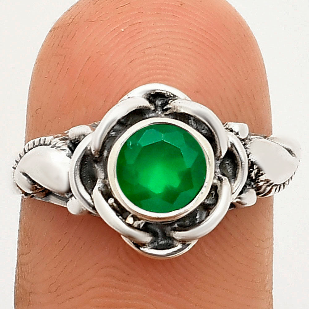 Boho Flower Design Natural Gemstone Ring Solid 925 Sterling Silver
