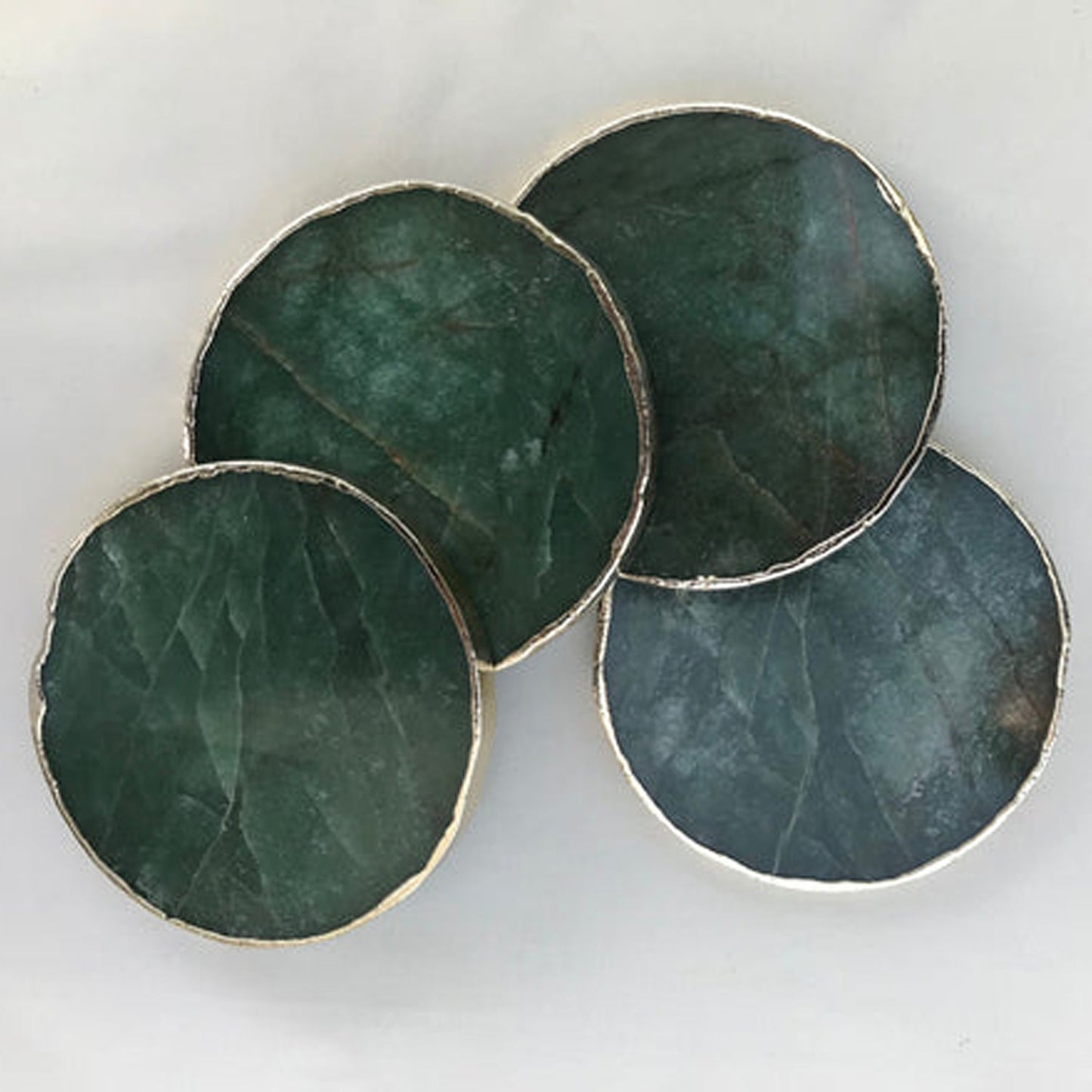 Sage Green Agate Hand Rounded Coasters - Set of 4 Large Coasters/Personalised Momentos-3