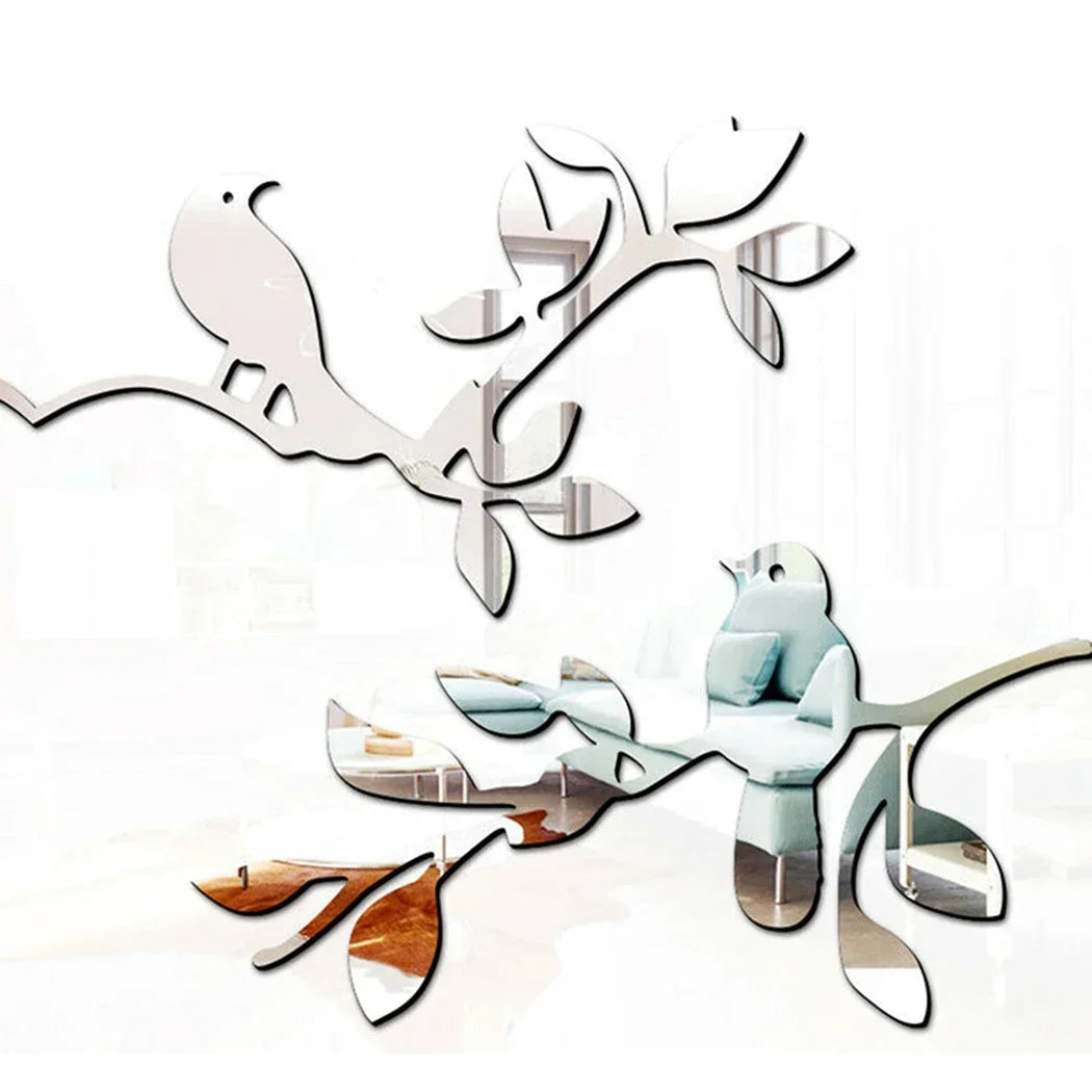 3D Mirrors Birds Branch Wall Stickers
