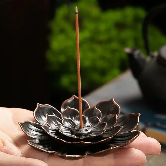 Lotus Shaped Metal Incense Holder