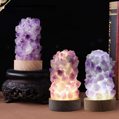 Natural Amethyst Crystal Wishing Lamp with USB