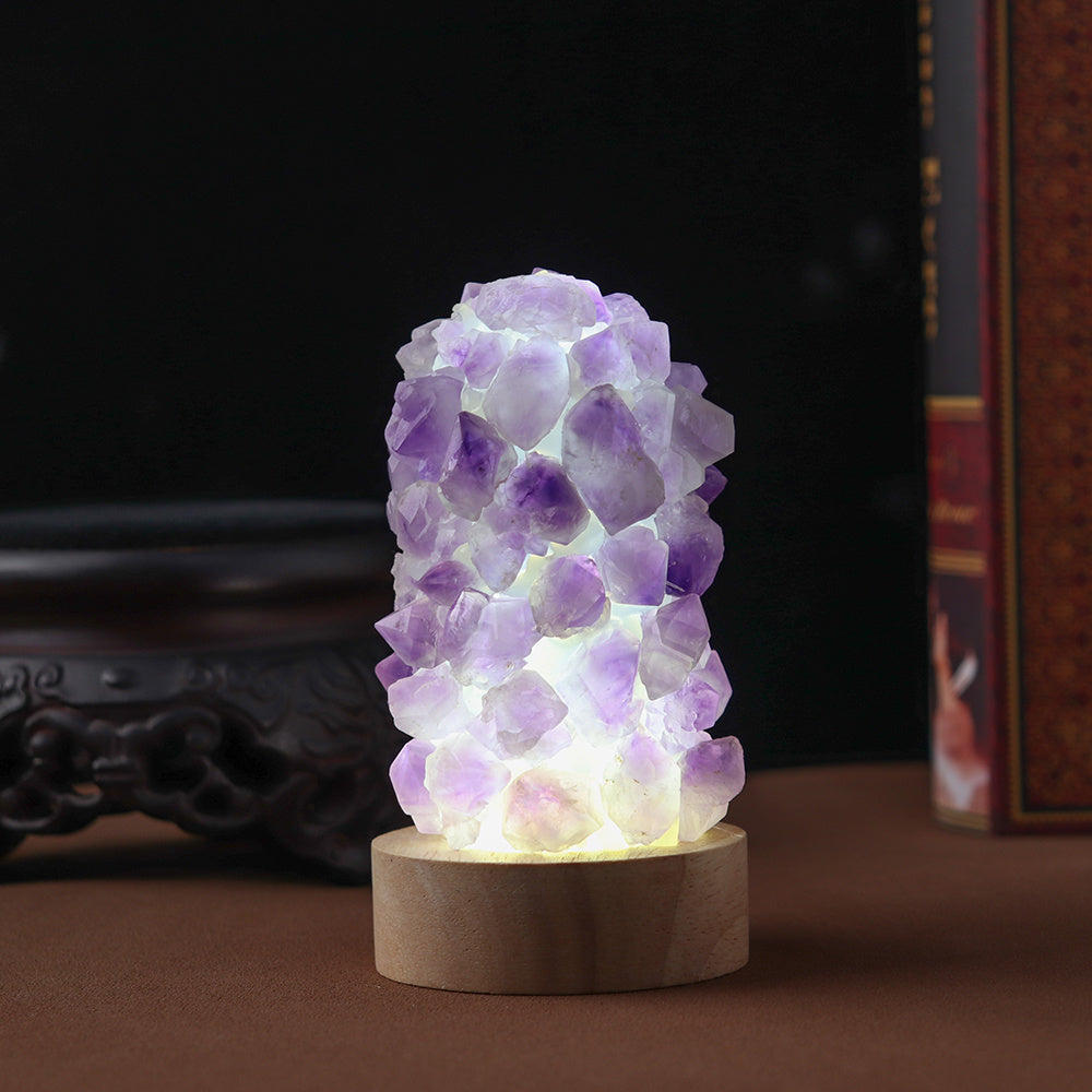 Natural Amethyst Crystal Wishing Lamp with USB