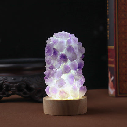 Natural Amethyst Crystal Wishing Lamp with USB