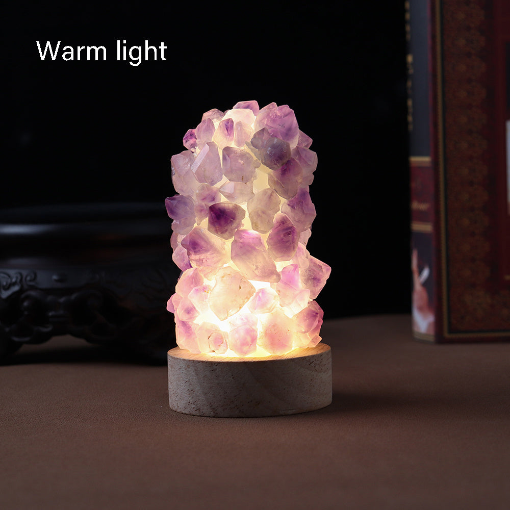 Natural Amethyst Crystal Wishing Lamp with USB