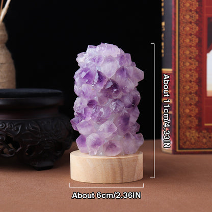 Natural Amethyst Crystal Wishing Lamp with USB
