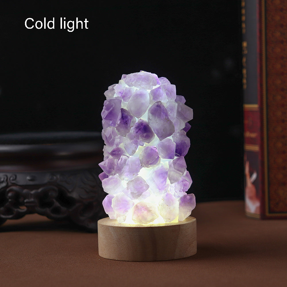 Natural Amethyst Crystal Wishing Lamp with USB