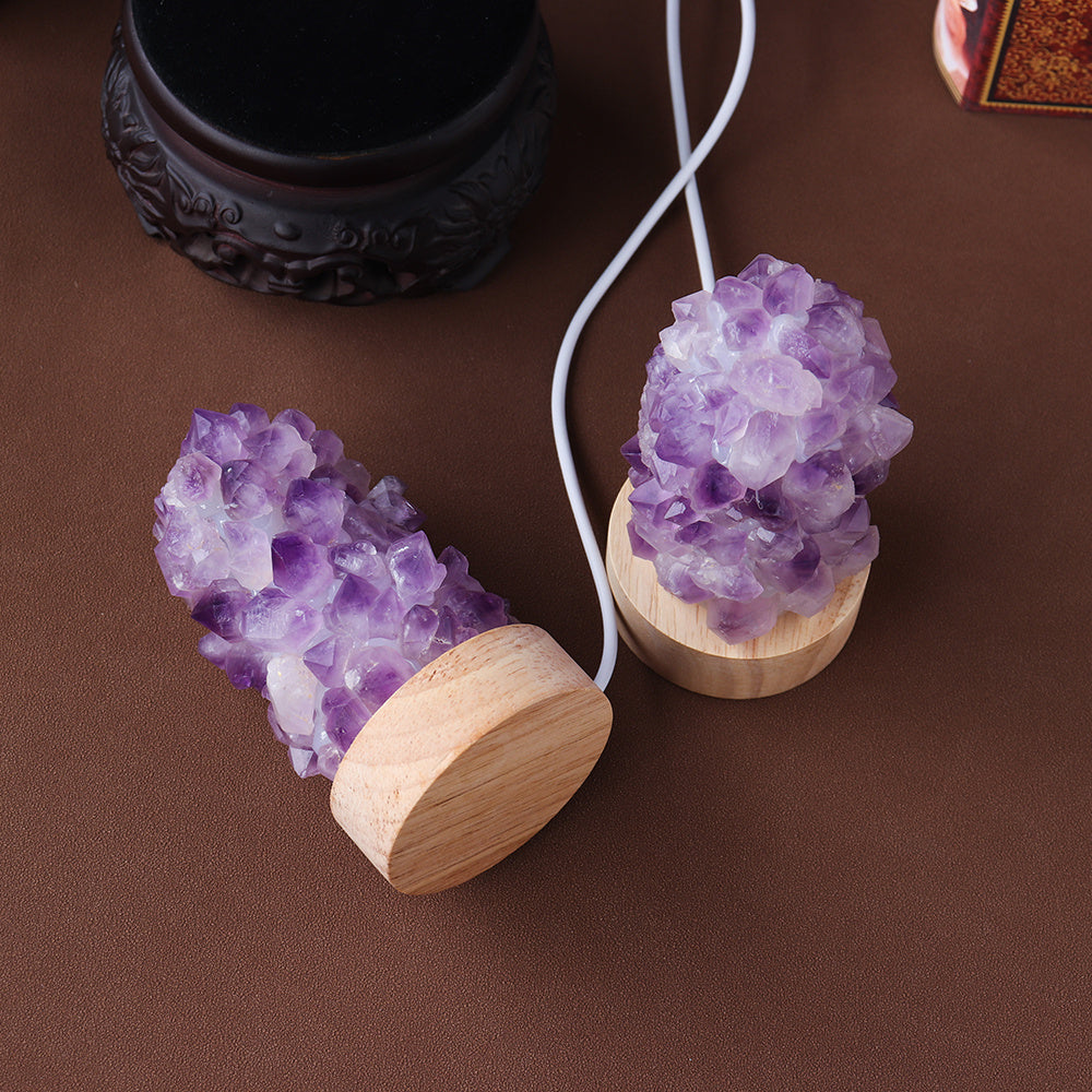 Natural Amethyst Crystal Wishing Lamp with USB