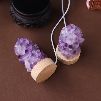 Natural Amethyst Crystal Wishing Lamp with USB
