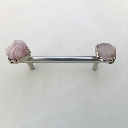 Set of 4 - Cabinet/Door/Drawer/Kitchen Handle and Pull - Rose Quartz/Agate stainless steel handles-0