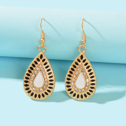 Rhinestone Decor White Crystal Water Drop Dangle Earrings Bohemian Accessories