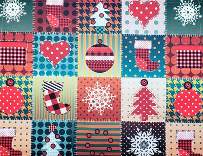 Set of 4 Christmas Patchwork Placemats 17" by 13" - Green