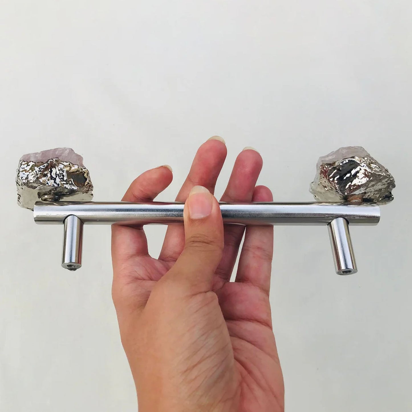 Set of 4 - Cabinet/Door/Drawer/Kitchen Handle and Pull - Rose Quartz/Agate stainless steel handles-1