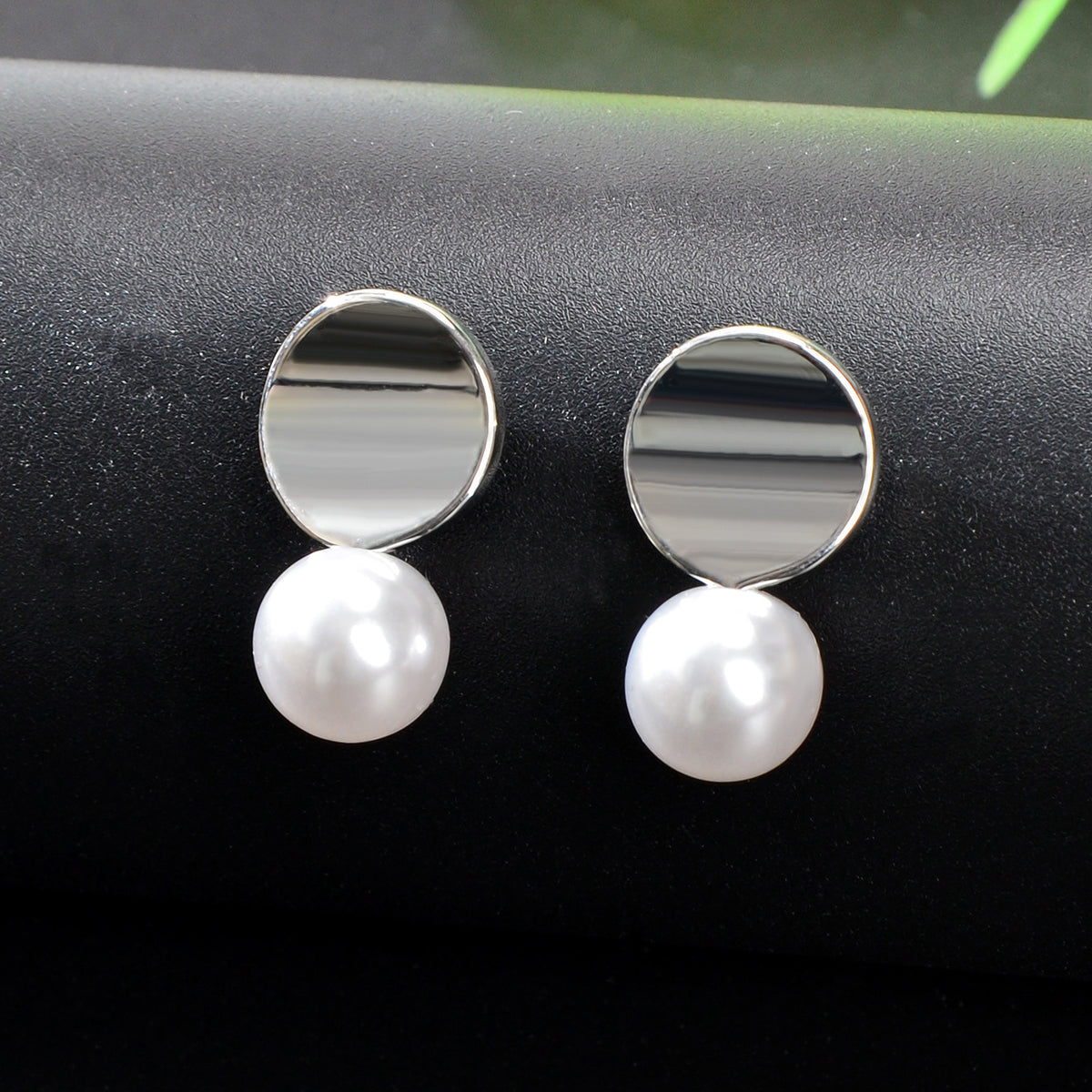 Dainty Round Gold Metal Pearl Daily Wear Stud Earrings