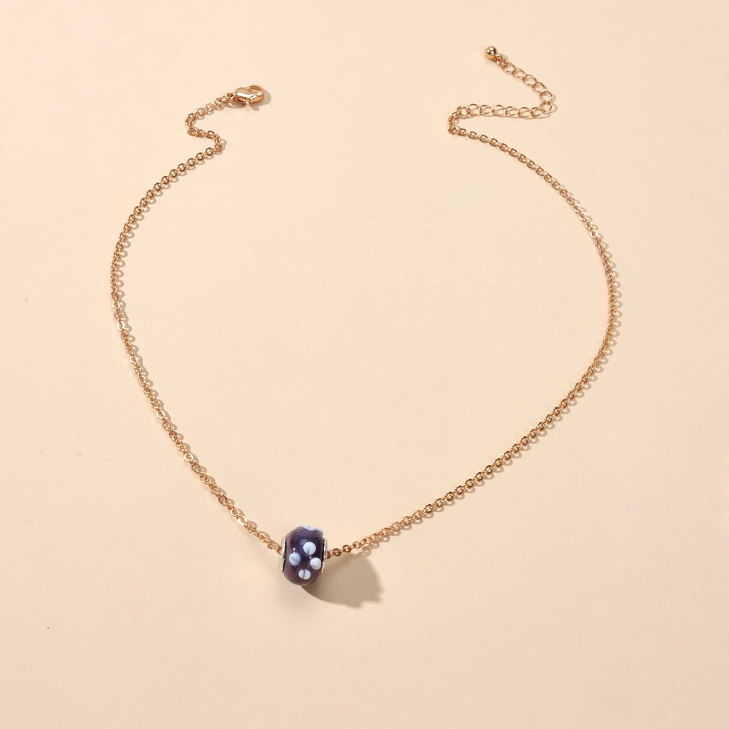 Traditional Ethnic Jewellery Gold Chain Purple Green Enamel Round Charm Necklace