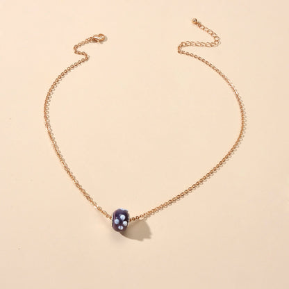 Traditional Ethnic Jewellery Gold Chain Purple Green Enamel Round Charm Necklace