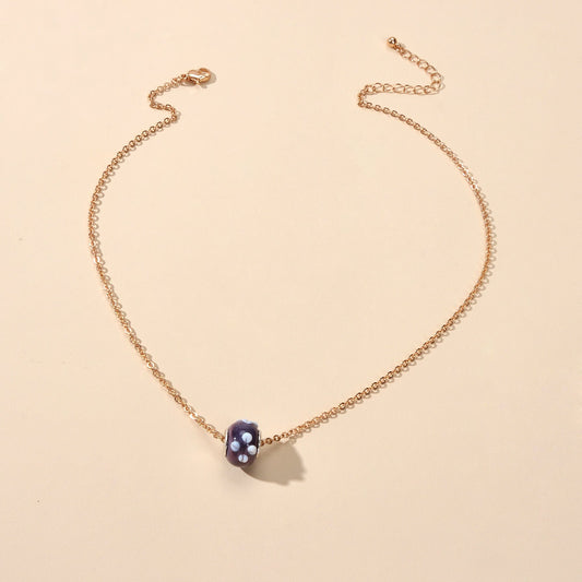 Traditional Ethnic Jewellery Gold Chain Purple Green Enamel Round Charm Necklace