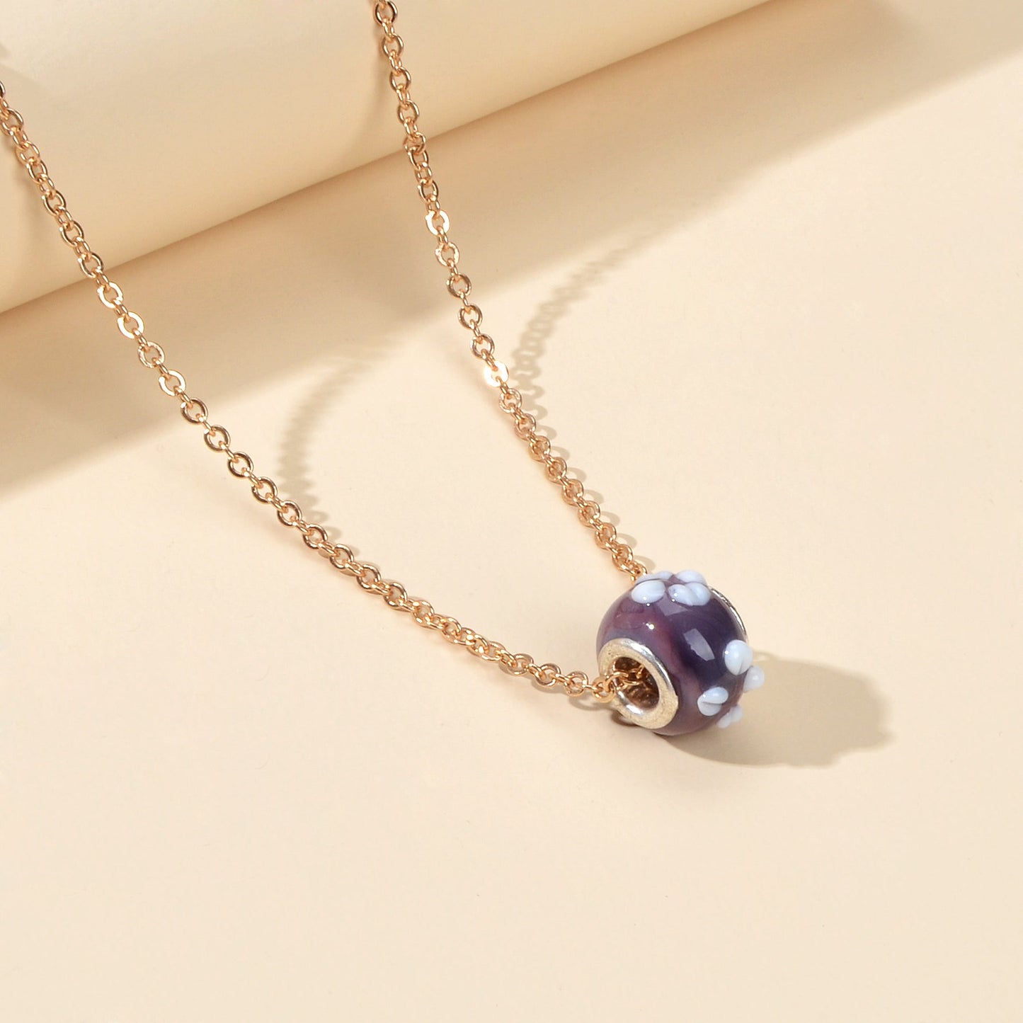 Traditional Ethnic Jewellery Gold Chain Purple Green Enamel Round Charm Necklace