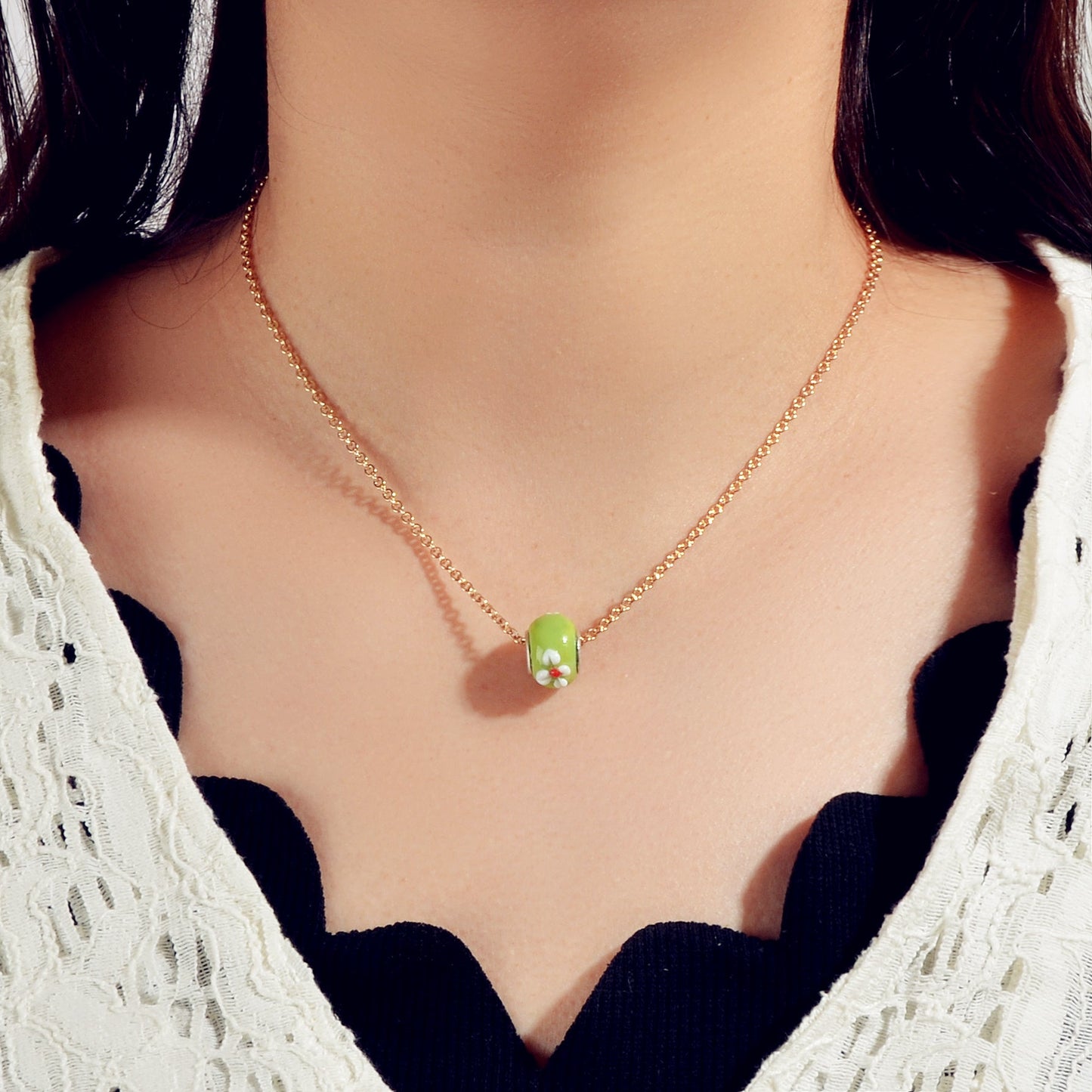 Traditional Ethnic Jewellery Gold Chain Purple Green Enamel Round Charm Necklace