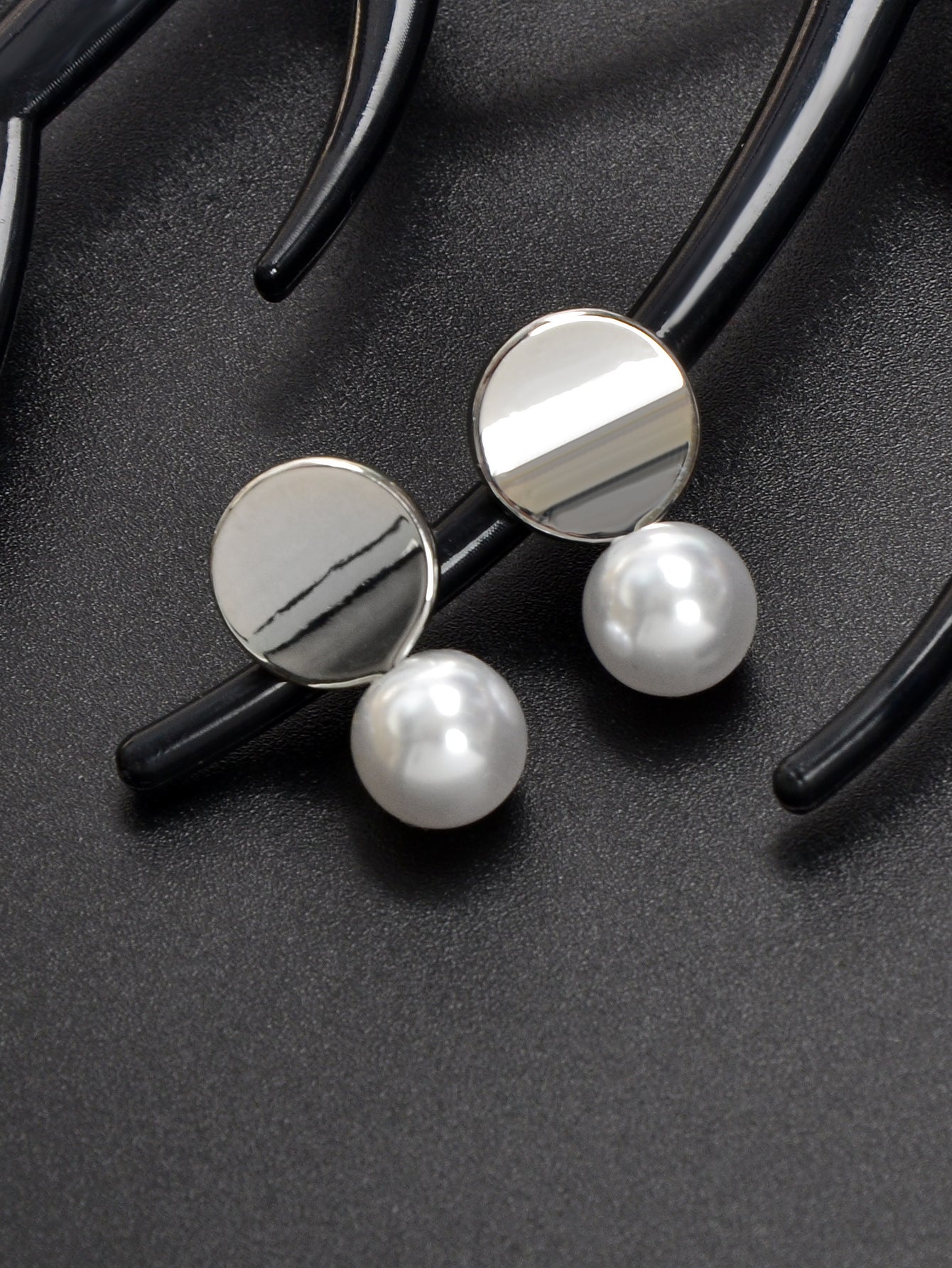 Dainty Round Gold Metal Pearl Daily Wear Stud Earrings