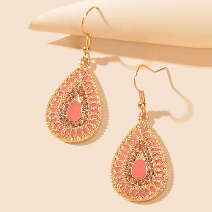 Rhinestone Decor White Crystal Water Drop Dangle Earrings Bohemian Accessories