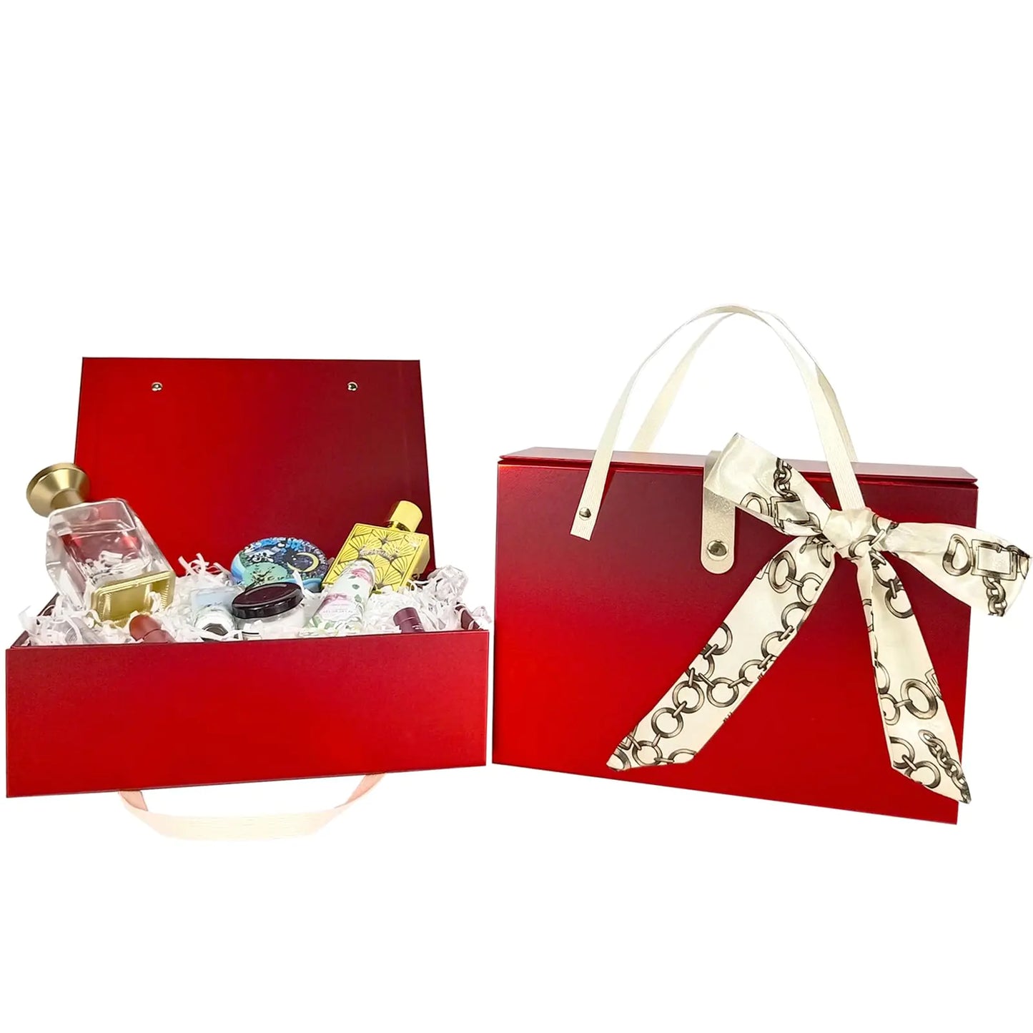 Red Luxury Gift Box Set with Silk Scarves