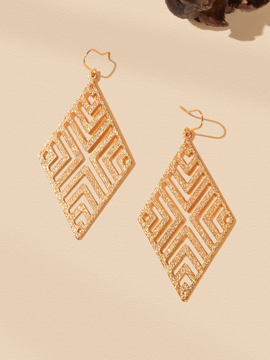 Stylish Cutout Geometric Pendant Earrings Contemporary Hollow Modern Jewellery