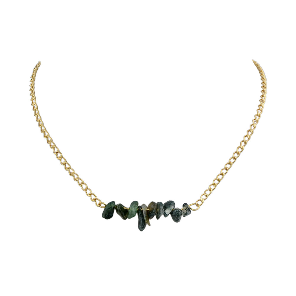 Bohemian Jewelry Gold Chain Irregular Stone Decor Holiday Choker Necklace Collar