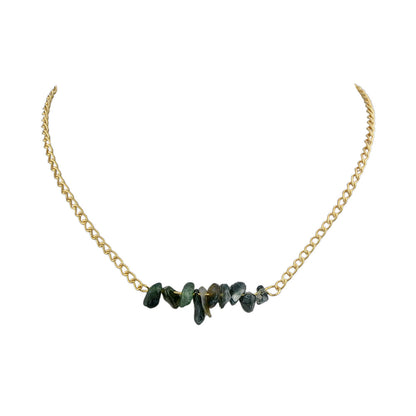 Bohemian Jewelry Gold Chain Irregular Stone Decor Holiday Choker Necklace Collar