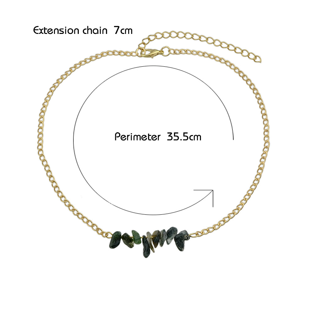 Bohemian Jewelry Gold Chain Irregular Stone Decor Holiday Choker Necklace Collar