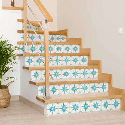Light Blue star shaped Easy to Install Tile Stickers for DIY Home Renovations Model - B75-3