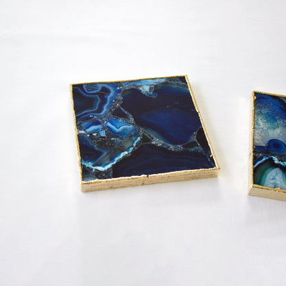 Blue Agate - Set of 4 Large Square Coasters | Personalised Momentos-1
