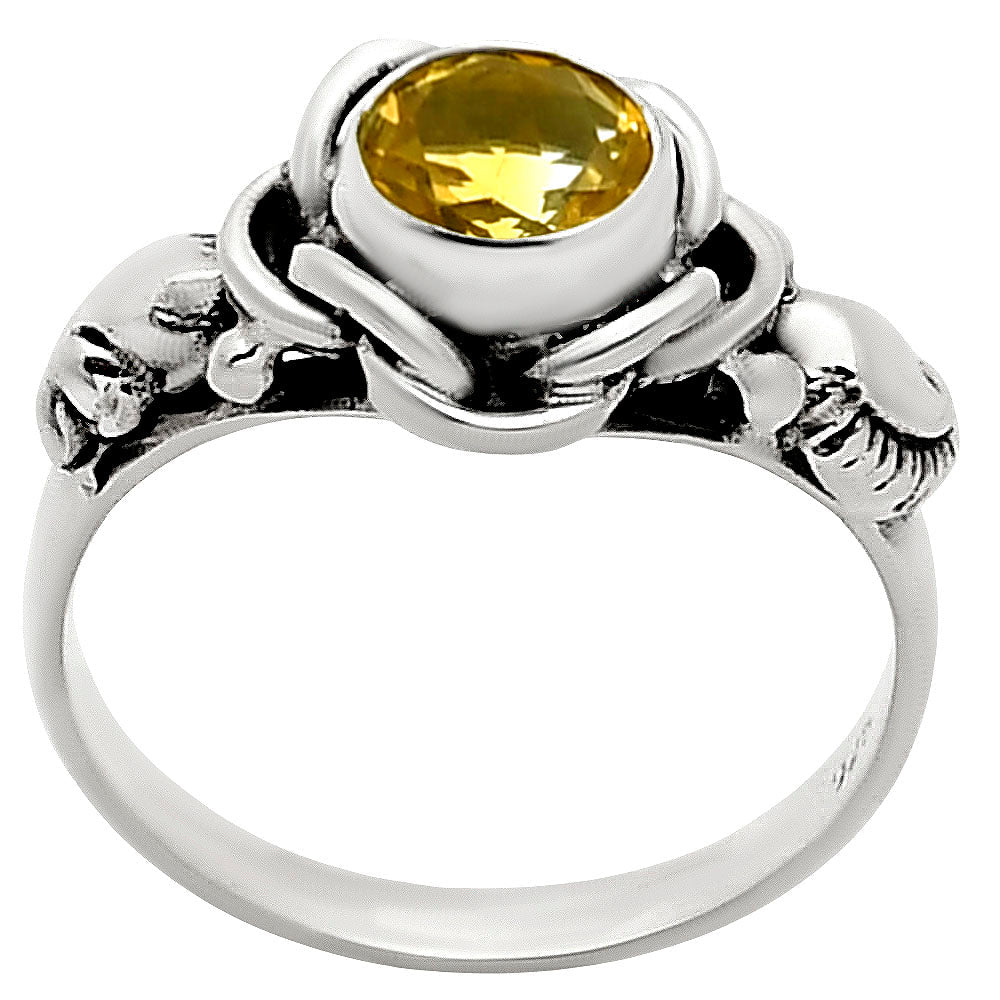 Boho Flower Design Natural Gemstone Ring Solid 925 Sterling Silver
