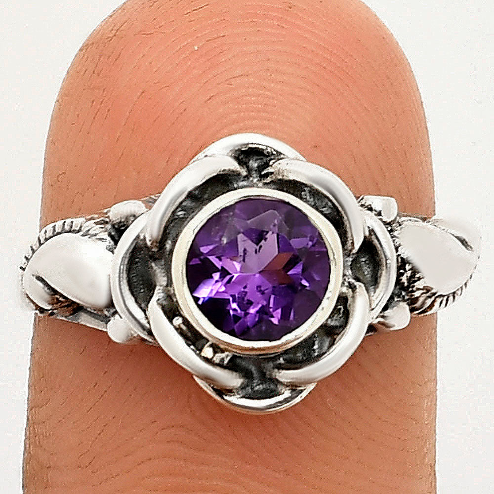 Boho Flower Design Natural Gemstone Ring Solid 925 Sterling Silver