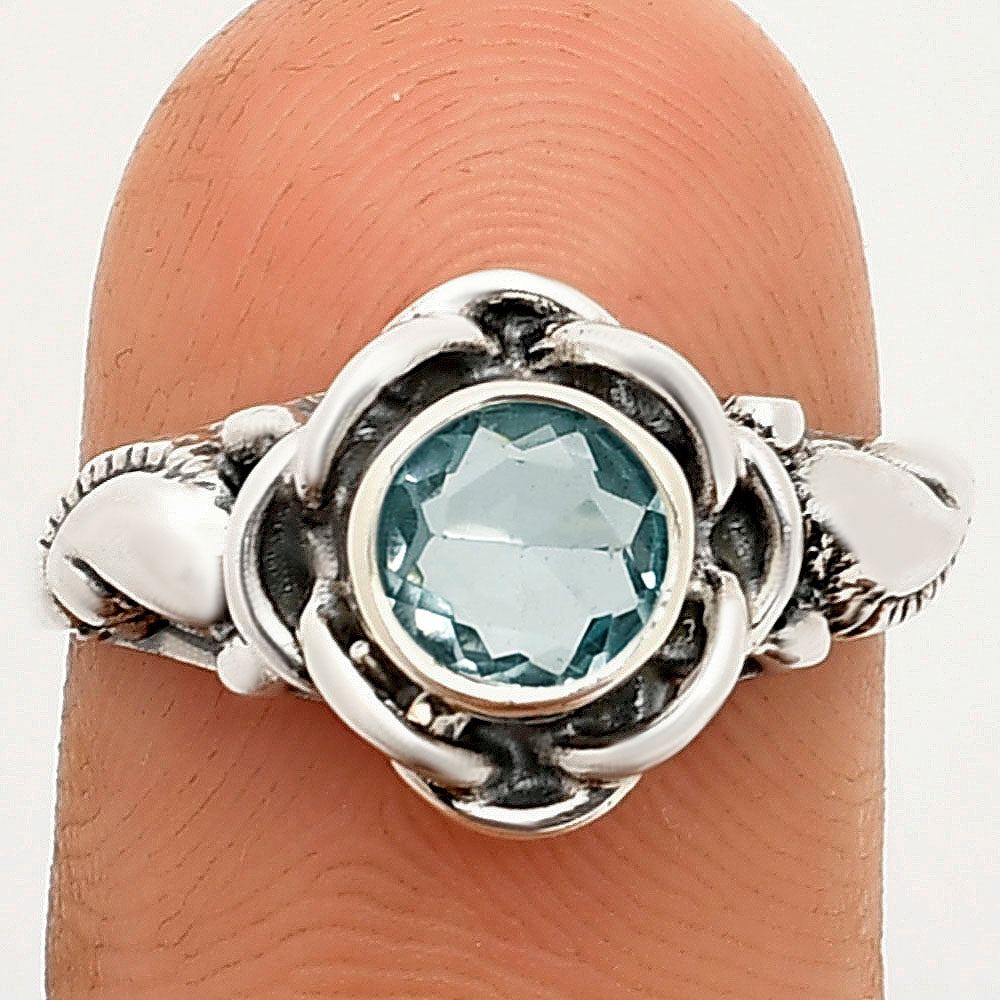 Boho Flower Design Natural Gemstone Ring Solid 925 Sterling Silver