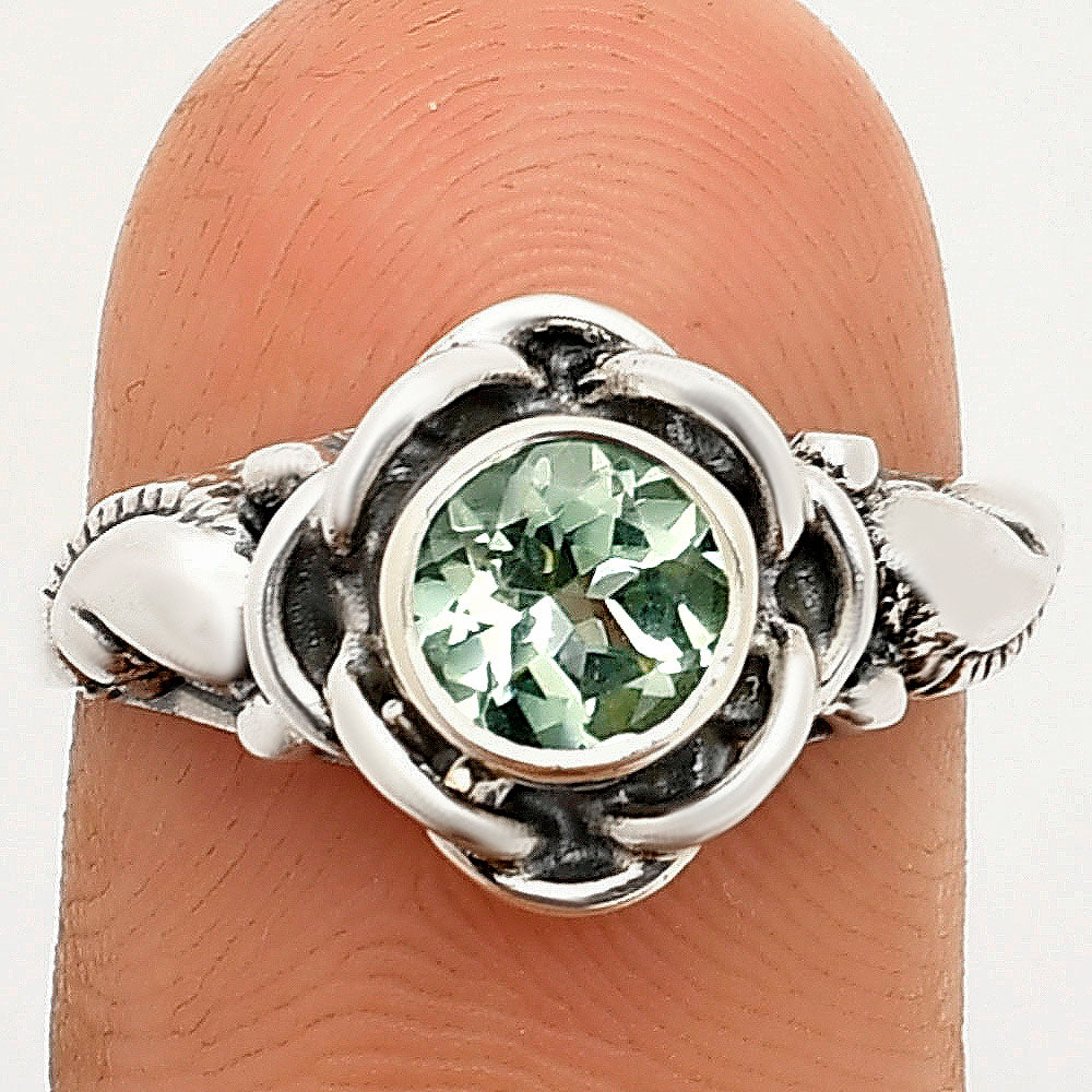 Boho Flower Design Natural Gemstone Ring Solid 925 Sterling Silver