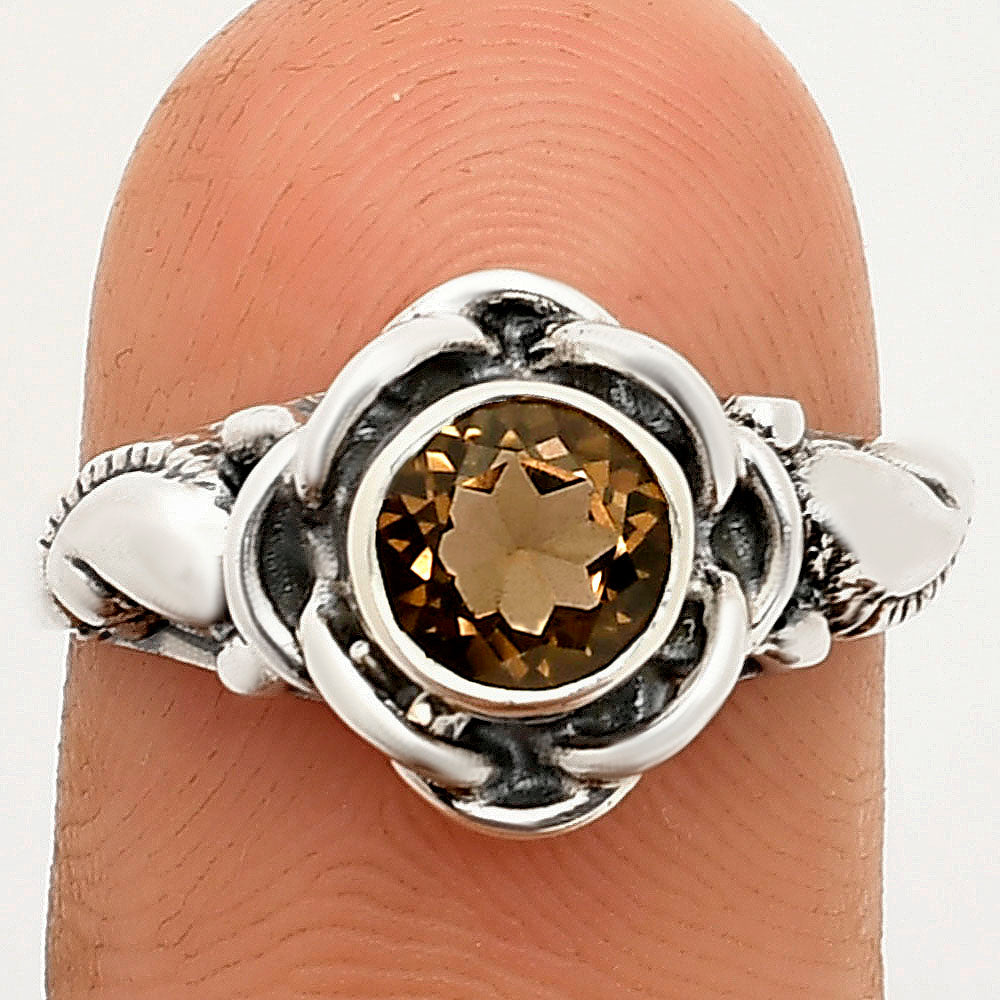 Boho Flower Design Natural Gemstone Ring Solid 925 Sterling Silver
