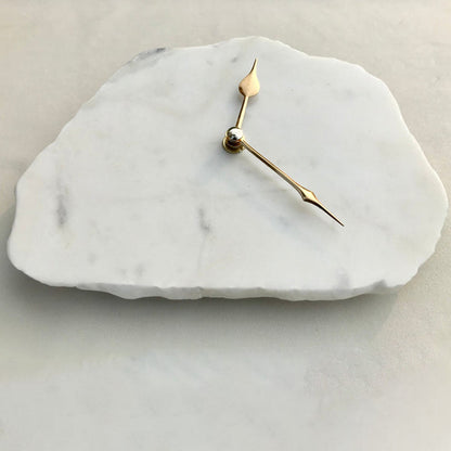 Hand chipped Large Irregular Shaped White Marble Desk/Wall Clock/Personalised Momento-1