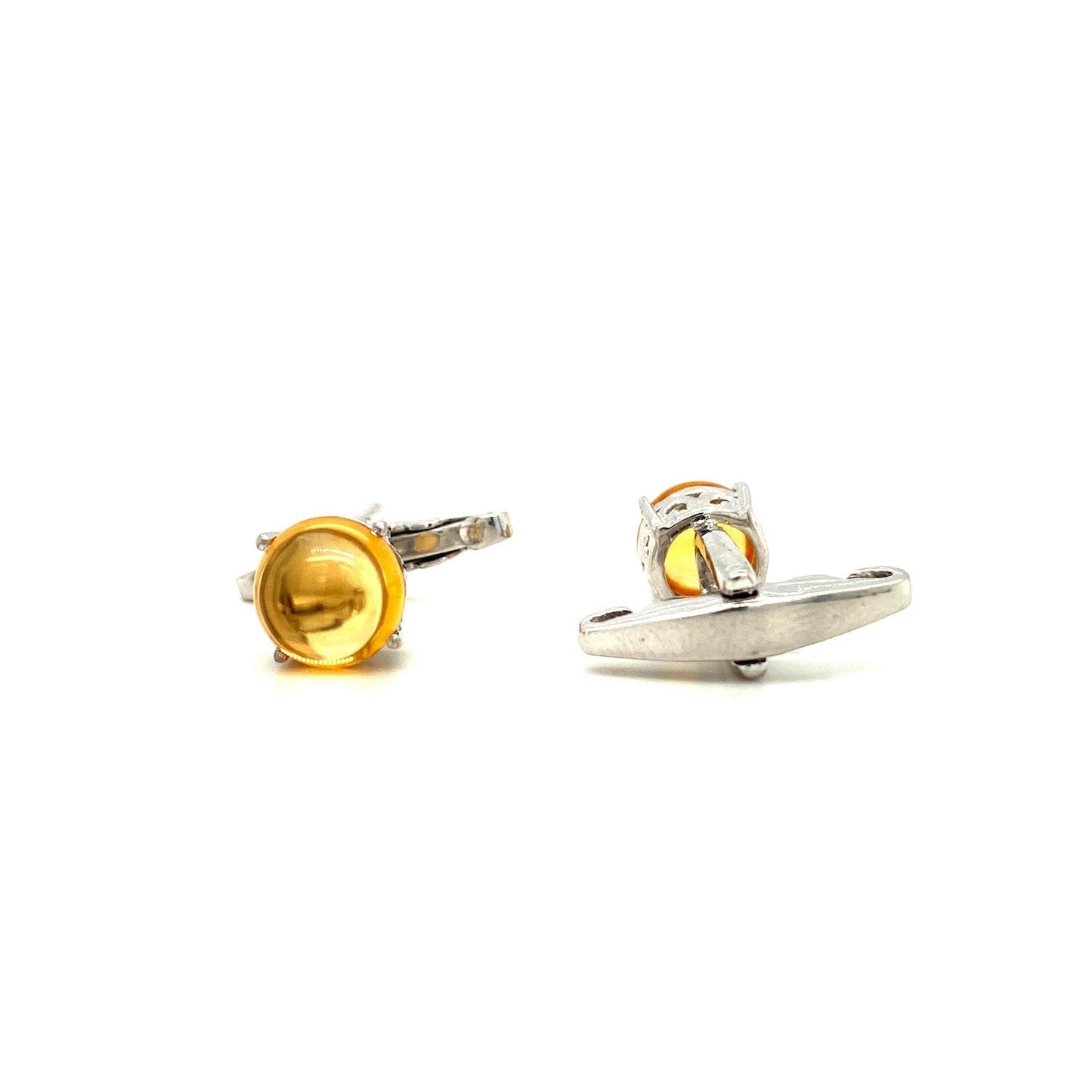 Citrine Cufflink in .925 Sterling Silver