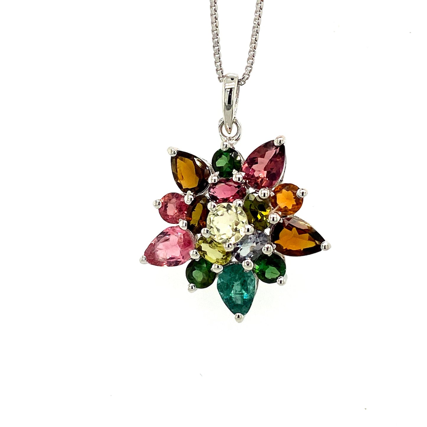 Multi Tourmaline Pendant in .925 Sterling Silver