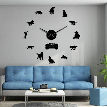 Frameless DIY Mute Wall Clock for Home Decoration