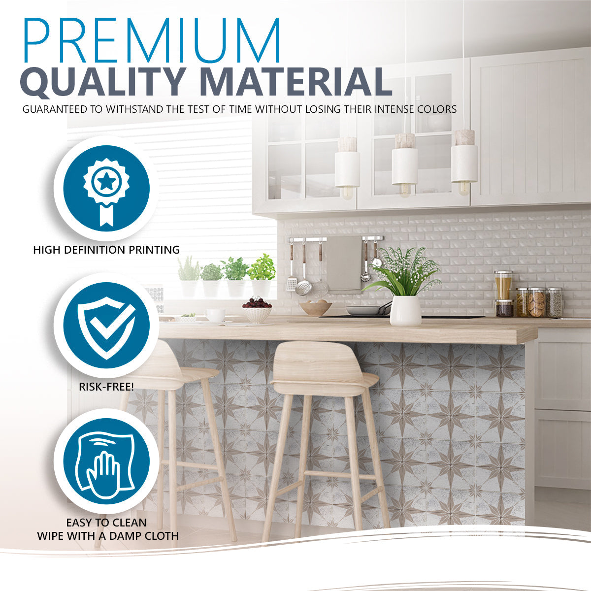 Gray Star Design Vintage bathroom backsplash durable stickers Model  - R93