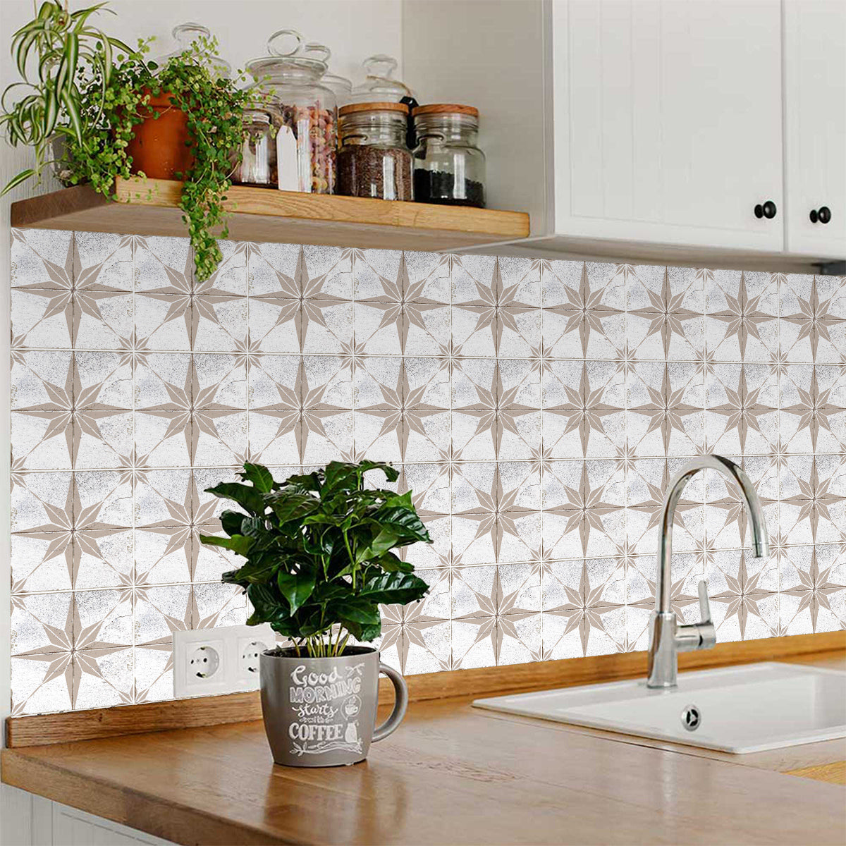 Gray Star Design Vintage bathroom backsplash durable stickers Model  - R93