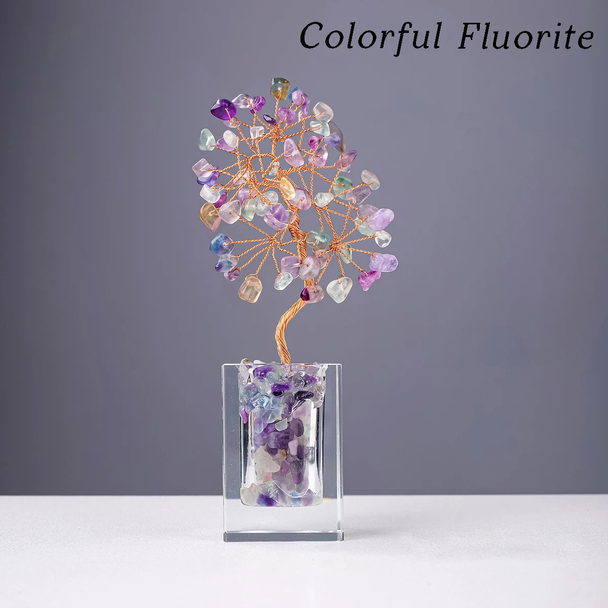 1pc Natural Crystal Amethyst Rose Quartz Crushed Stone Fortune Tree Home Office Desktop Decoration Decoration Holiday Gift