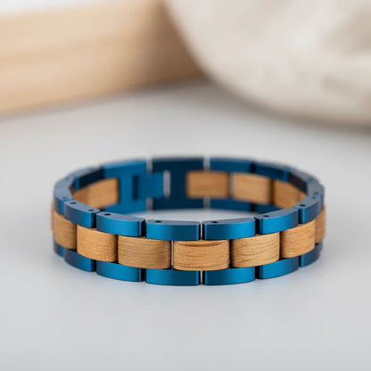 Wooden Men's Link Bracelet Fashion Stainless Steel Charm Man Bracelets