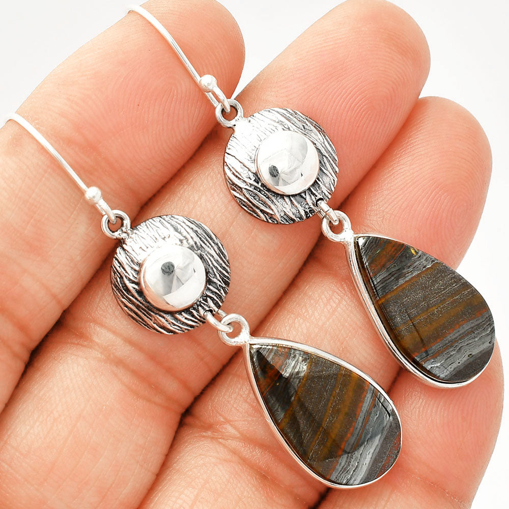 Natural Iron Tiger Eye Earrings E-1077 SDE84291-0