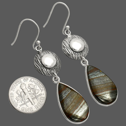 Natural Iron Tiger Eye Earrings E-1077 SDE84291-2