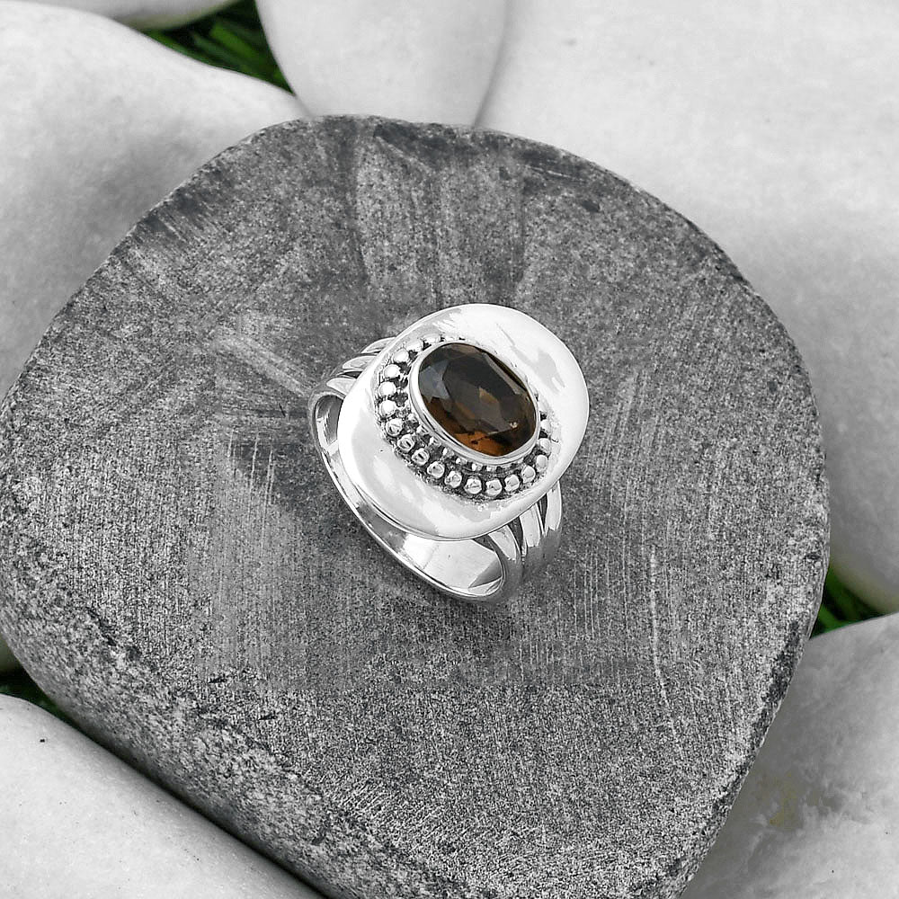 Natural Smoky Quartz - Brazil Ring size-7 R-1458 SDR202838-1