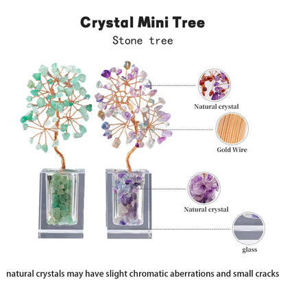 1pc Natural Crystal Amethyst Rose Quartz Crushed Stone Fortune Tree Home Office Desktop Decoration Decoration Holiday Gift