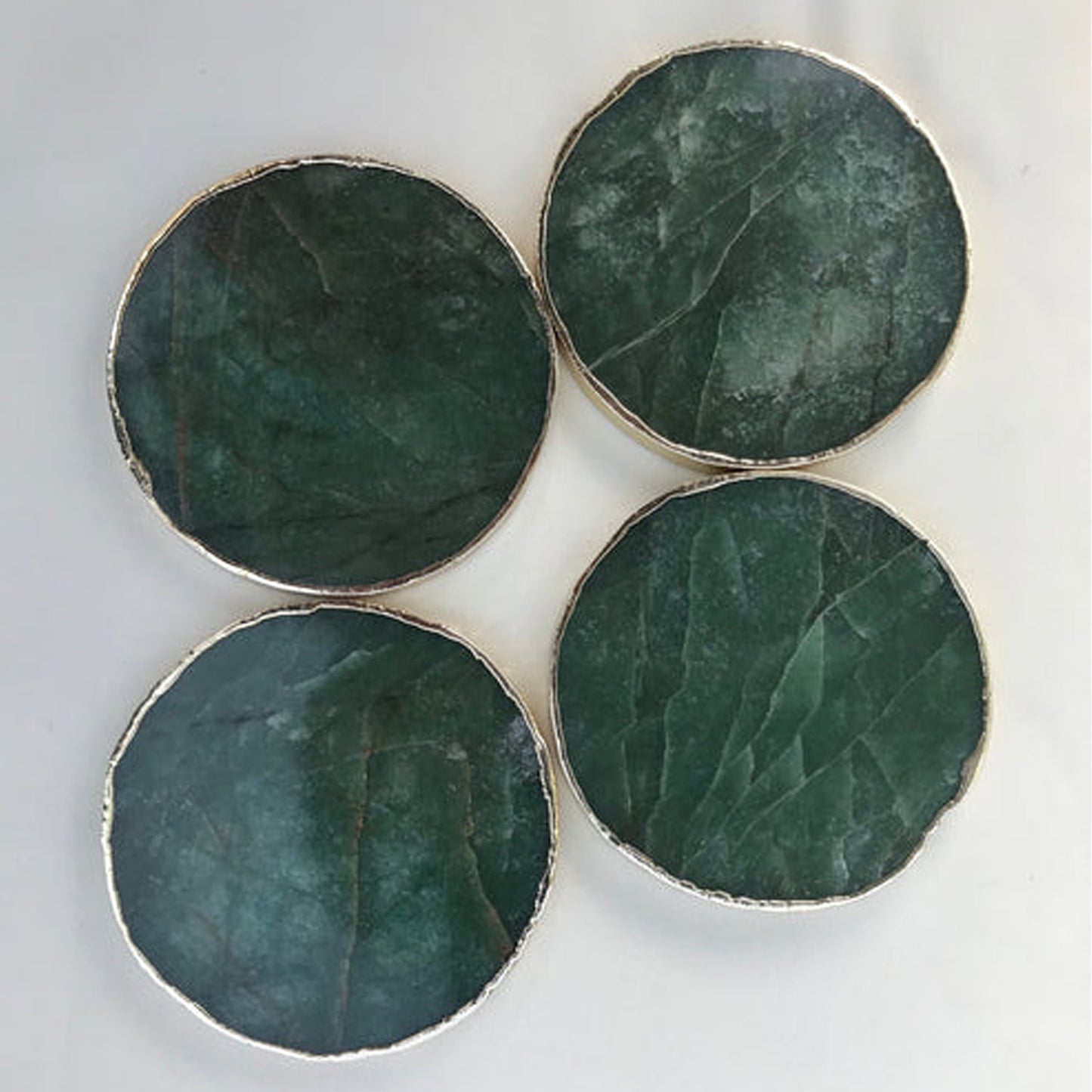 Sage Green Agate Hand Rounded Coasters - Set of 4 Large Coasters/Personalised Momentos-0