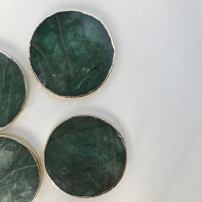Sage Green Agate Hand Rounded Coasters - Set of 4 Large Coasters/Personalised Momentos-1